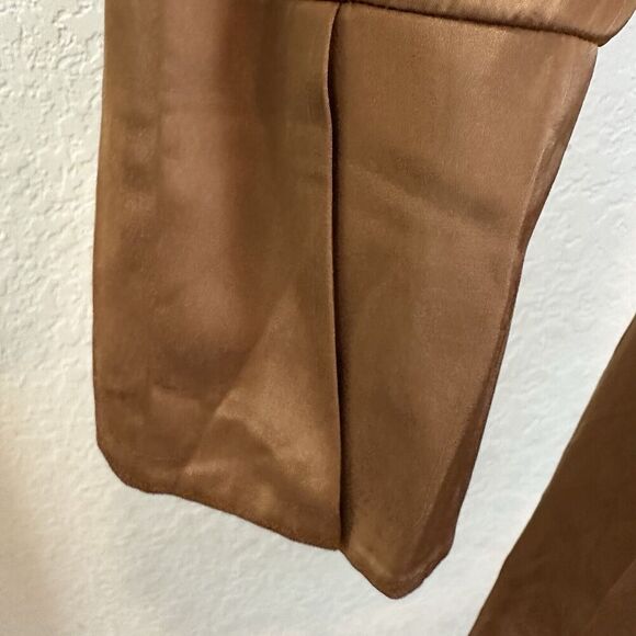 Abercrombie & Fitch Womens Satin Shirt Dress Size Medium Brown Long Sleeve - Picture 4 of 7